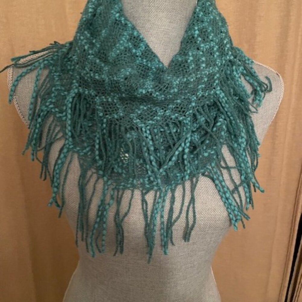 Bundle of 2 Knit Infinity Scarf Purple and Turquoise